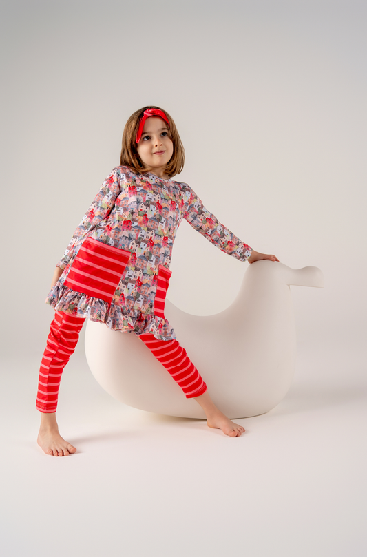 Conjunto Infantil Camisola Manga Longa e Legging Morada em Festa