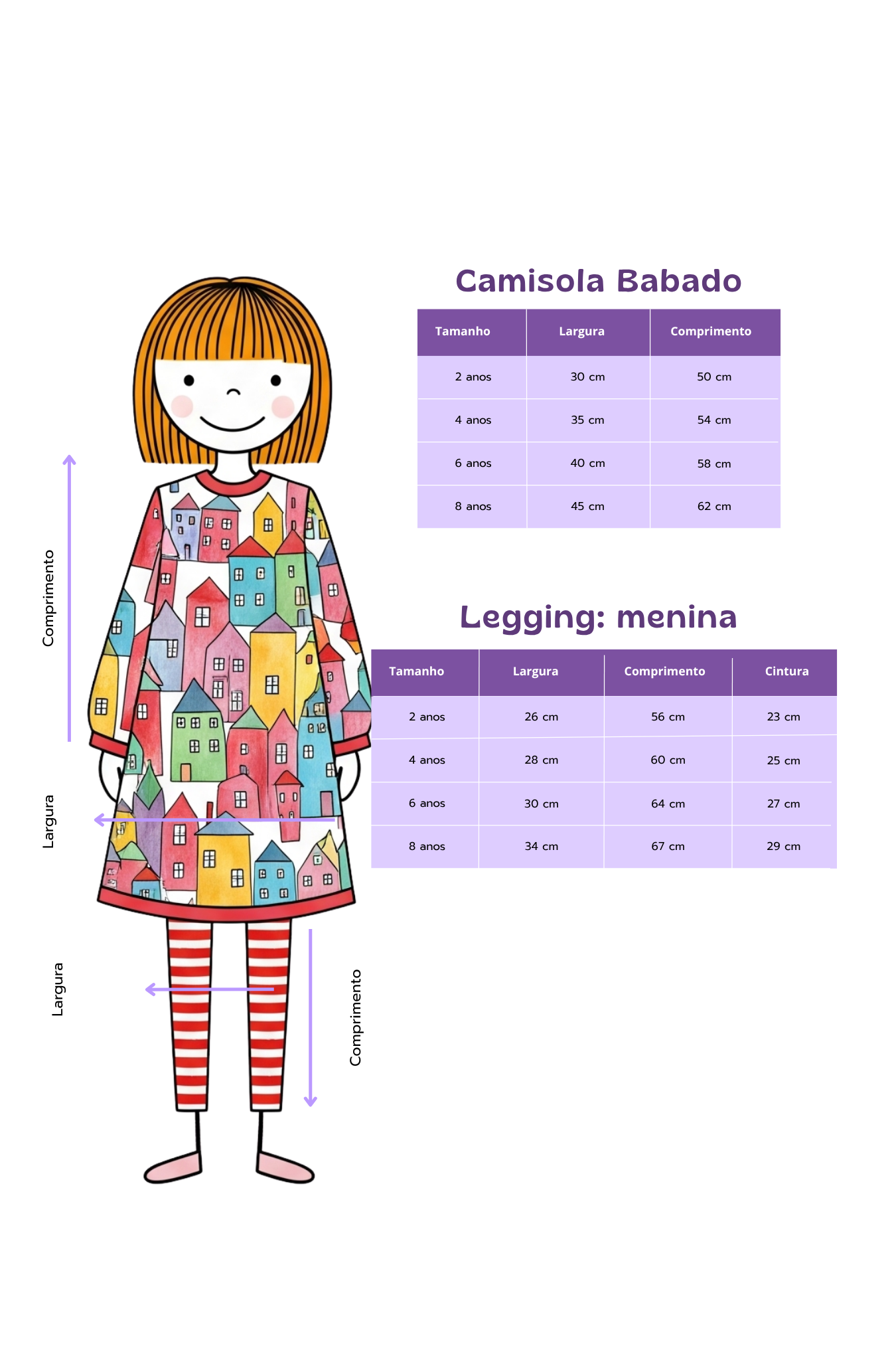 Conjunto Infantil Camisola Manga Longa e Legging Morada em Festa