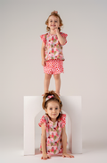 Conjunto Infantil Blusinha com Babado e Short Aquarela de Verão