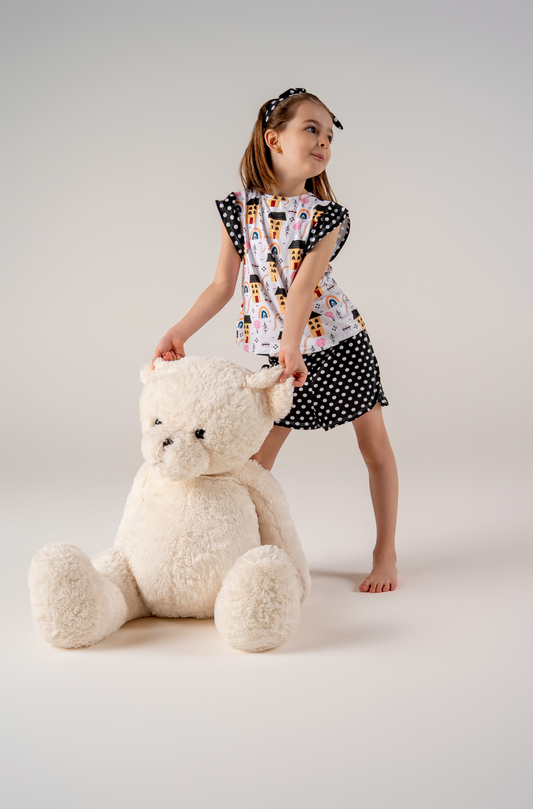Conjunto Infantil Blusinha com Babado e Short Rua de Verão