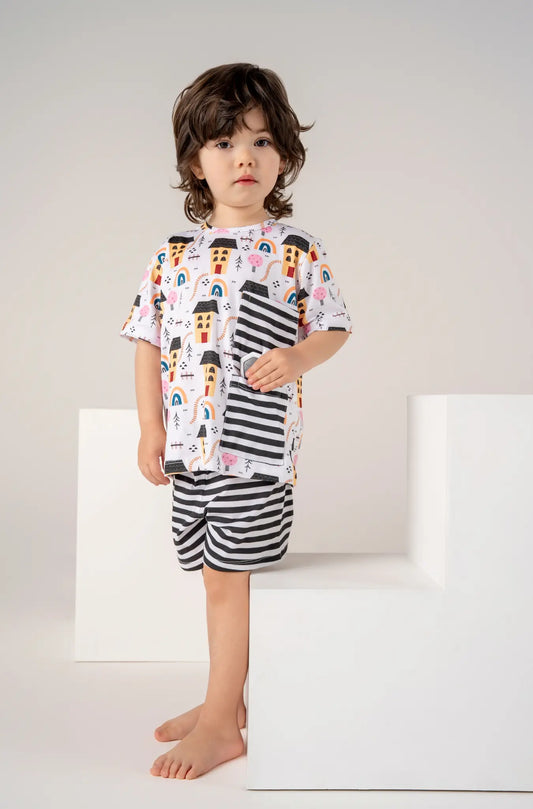 Conjunto Infantil Camiseta Manga Curta e Bermuda Nossa Rua Voilá | Feitas para dormir, perfeitas para brincar