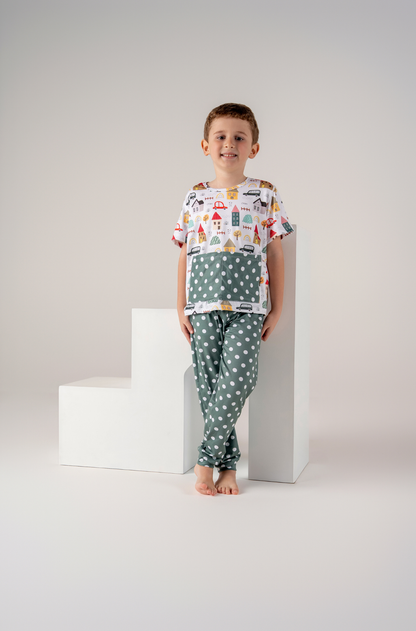 Conjunto Infantil Camiseta Manga Curta e Calça Estação Central