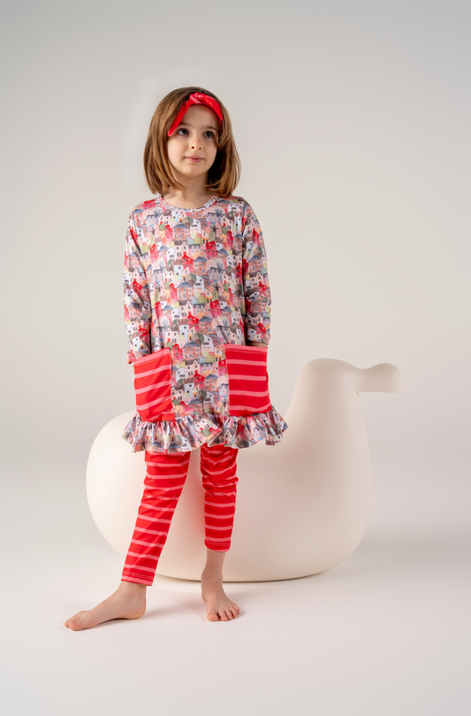 Conjunto Infantil Camisola Manga Longa e Legging Morada em Festa