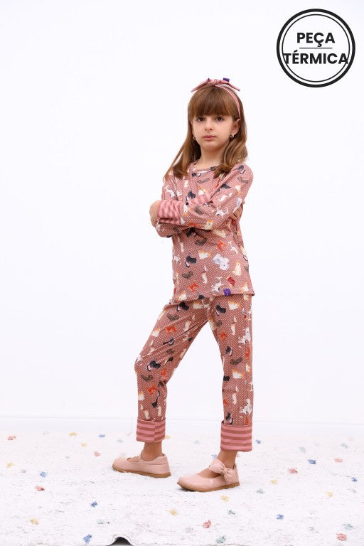 Conjunto Infantil Térmico Manga Longa e Calça Cachorrinha Viola