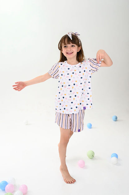 Conjunto Infantil Manga Curta Aquarela de Frutas