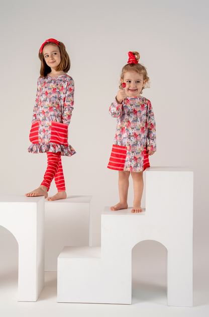 Conjunto Infantil Camisola Manga Longa e Legging Morada em Festa