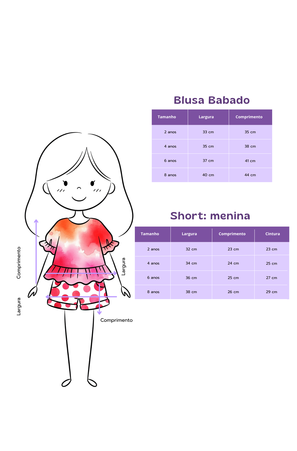 Conjunto Infantil Blusinha com Babado e Short Aquarela de Verão