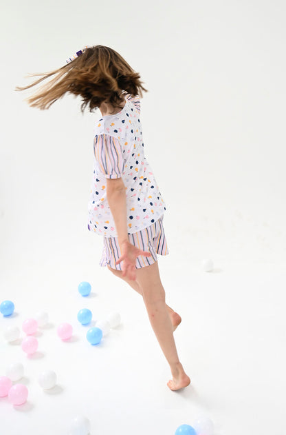 Conjunto Infantil Manga Curta Aquarela de Frutas