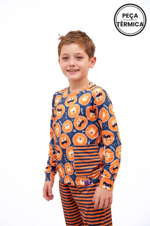 Conjunto Infantil Térmico Manga Longa e Calça Leão Vitor