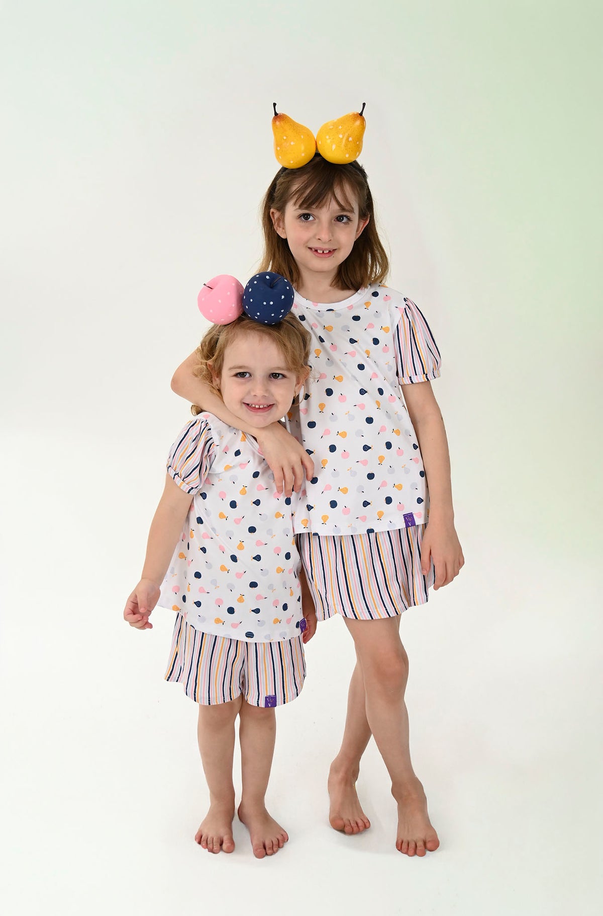 Conjunto Infantil Manga Curta Aquarela de Frutas