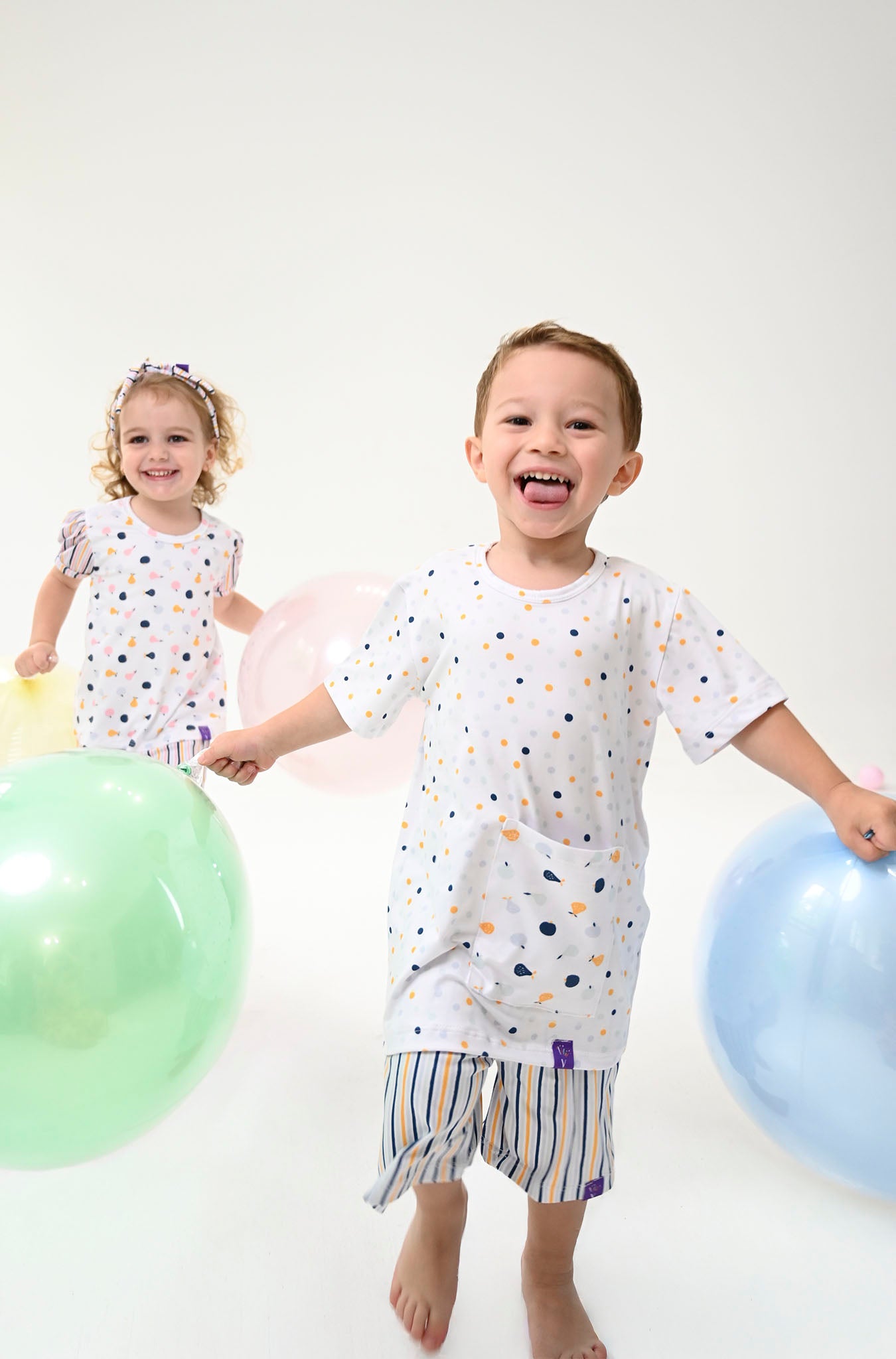 Conjunto Infantil Manga Curta Aquarela de Frutas