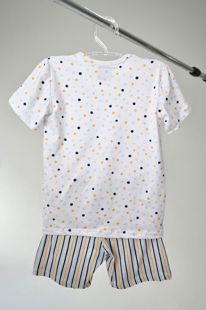 Conjunto Infantil Manga Curta Mosaico de Frutas